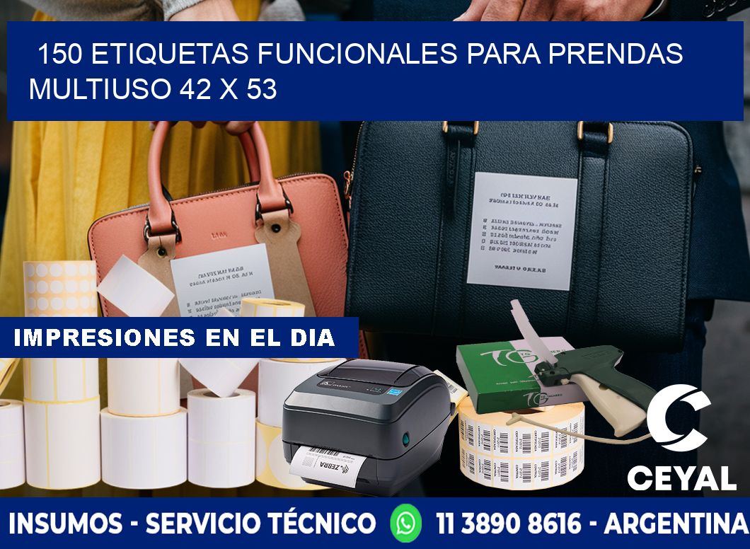 150 ETIQUETAS FUNCIONALES PARA PRENDAS MULTIUSO 42 x 53