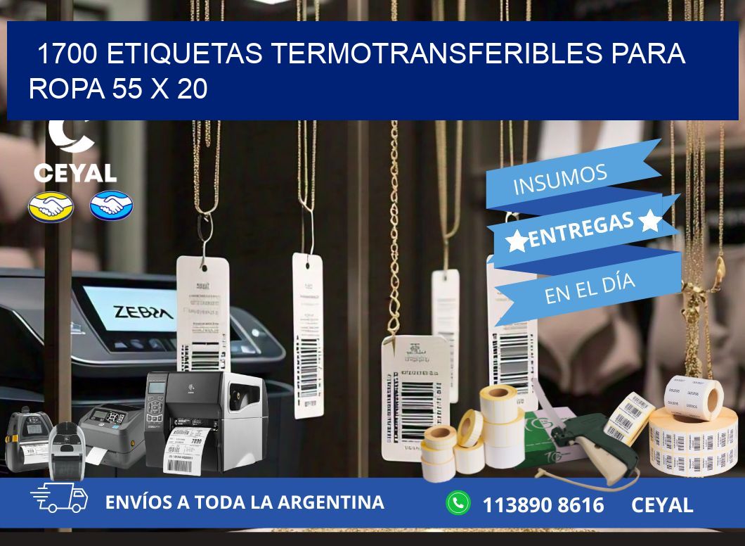 1700 ETIQUETAS TERMOTRANSFERIBLES PARA ROPA 55 x 20