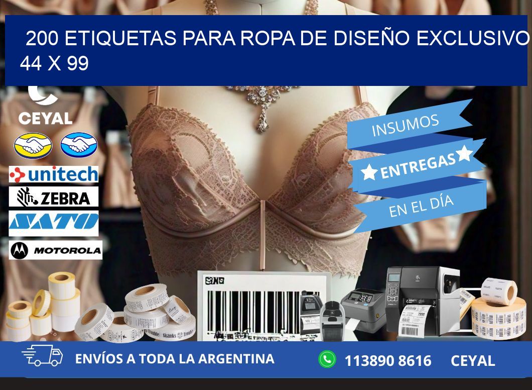 200 ETIQUETAS PARA ROPA DE DISEÑO EXCLUSIVO 44 x 99
