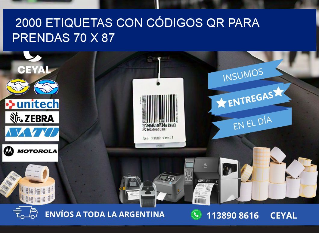 2000 ETIQUETAS CON CÓDIGOS QR PARA PRENDAS 70 x 87
