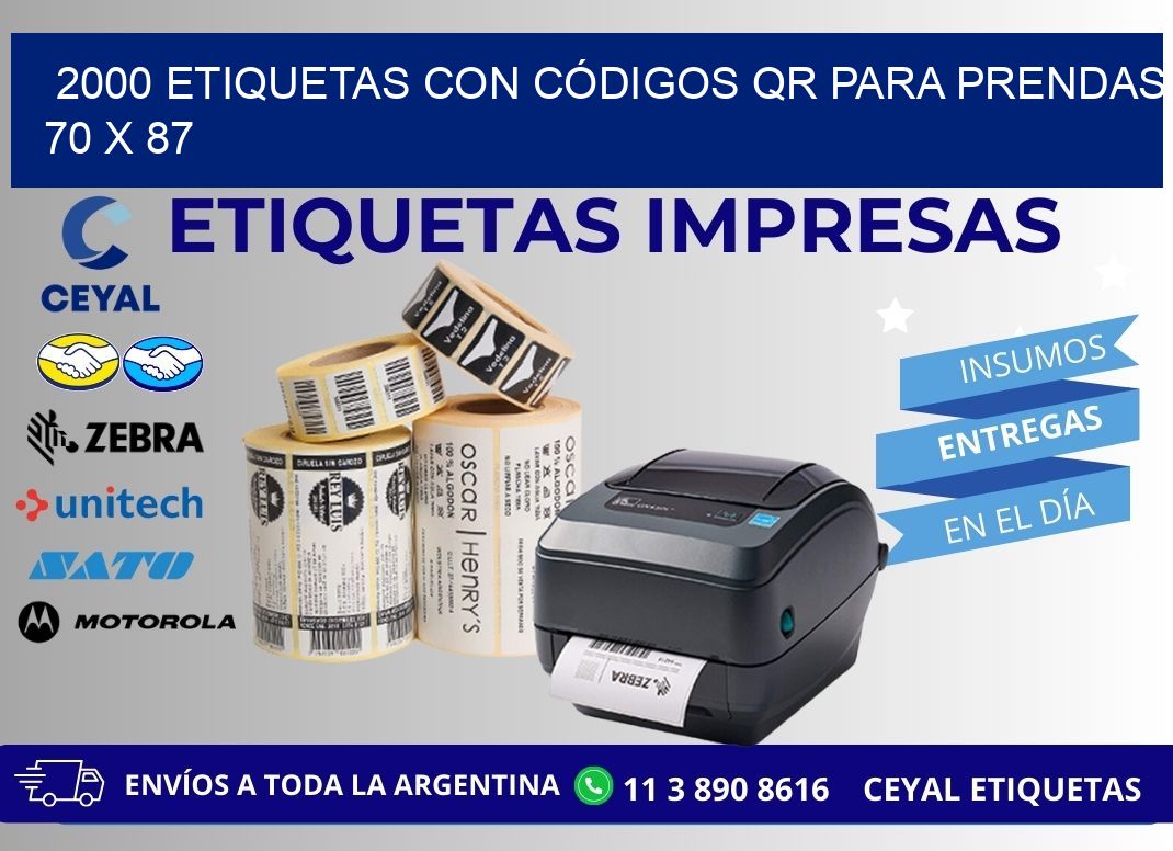 2000 ETIQUETAS CON CÓDIGOS QR PARA PRENDAS 70 x 87