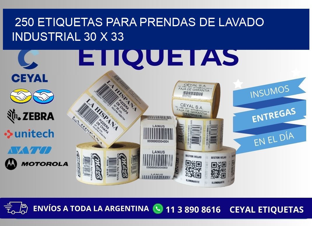 250 ETIQUETAS PARA PRENDAS DE LAVADO INDUSTRIAL 30 x 33