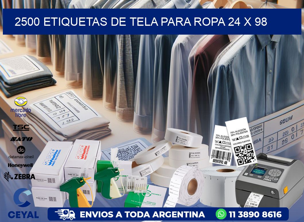 2500 ETIQUETAS DE TELA PARA ROPA 24 x 98