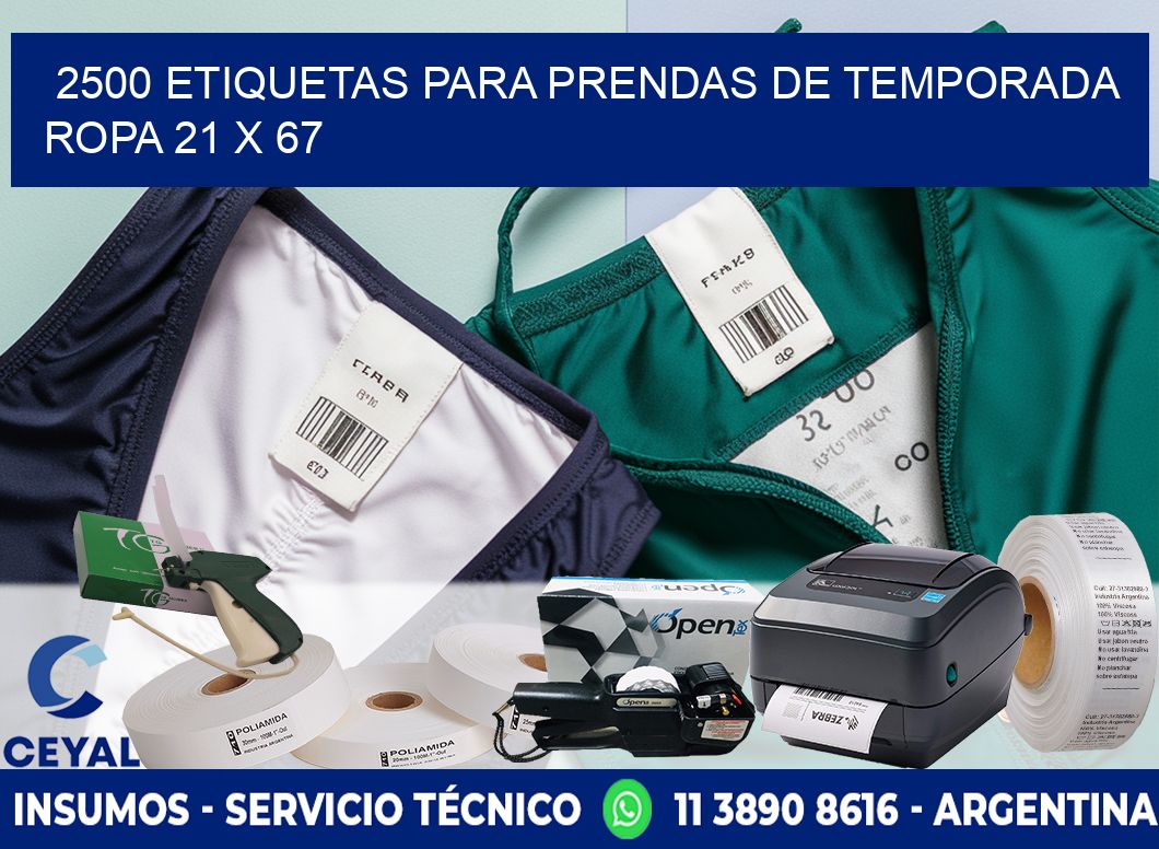 2500 ETIQUETAS PARA PRENDAS DE TEMPORADA ROPA 21 x 67