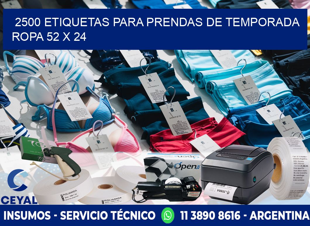 2500 ETIQUETAS PARA PRENDAS DE TEMPORADA ROPA 52 x 24