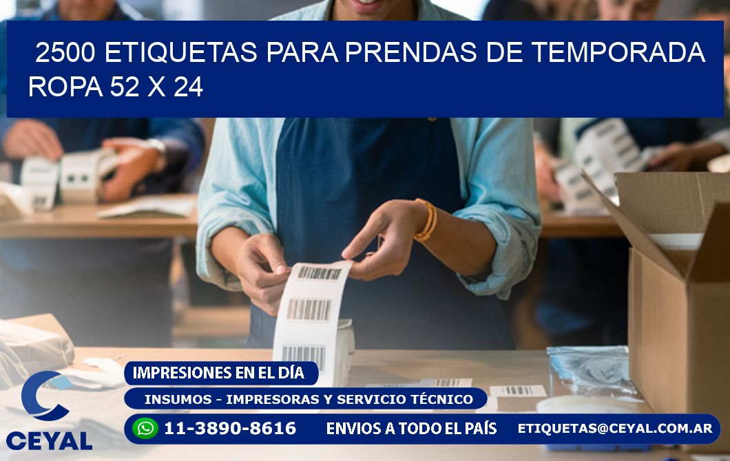 2500 ETIQUETAS PARA PRENDAS DE TEMPORADA ROPA 52 x 24