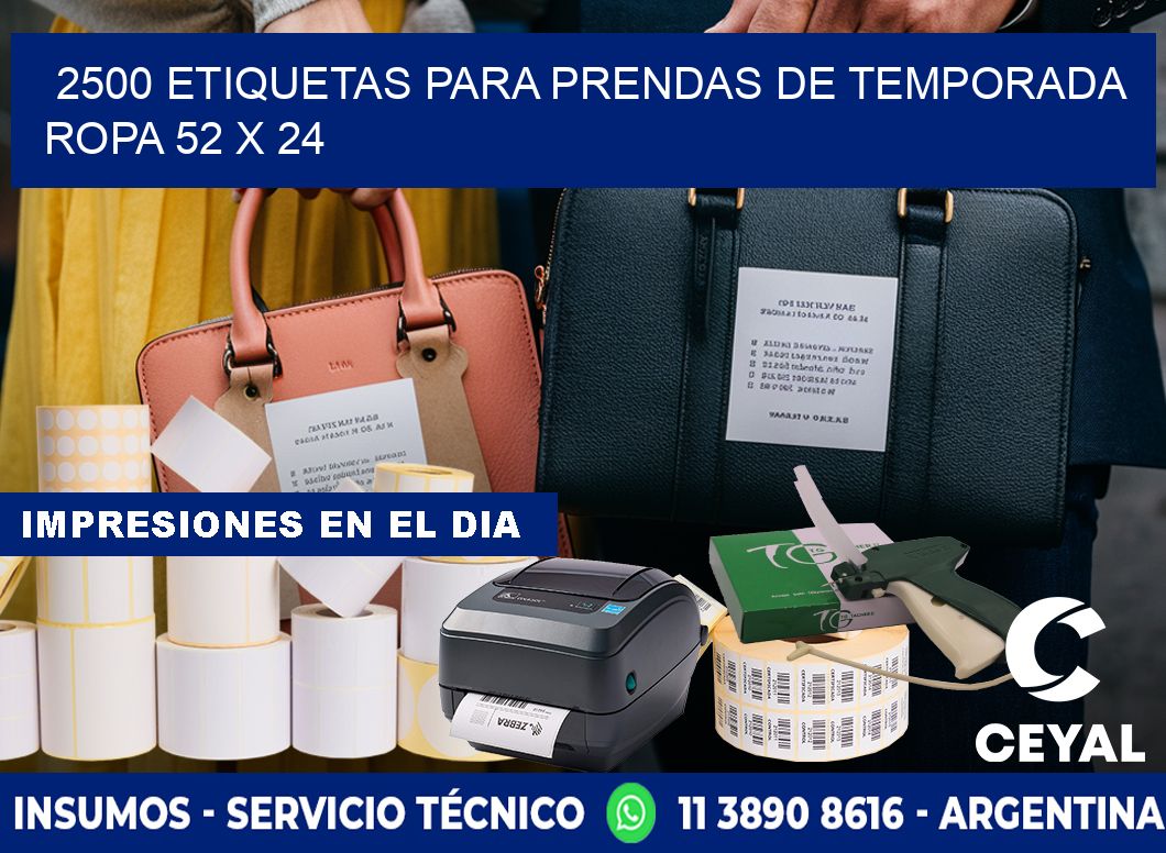 2500 ETIQUETAS PARA PRENDAS DE TEMPORADA ROPA 52 x 24