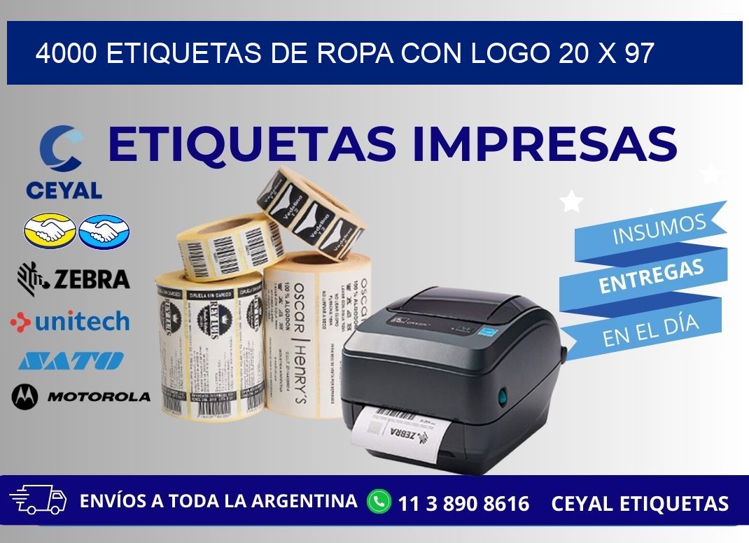 4000 ETIQUETAS DE ROPA CON LOGO 20 x 97