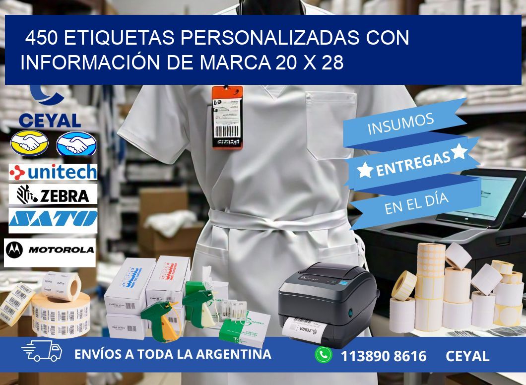 450 ETIQUETAS PERSONALIZADAS CON INFORMACIÓN DE MARCA 20 x 28