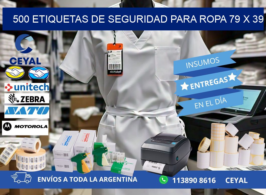 500 ETIQUETAS DE SEGURIDAD PARA ROPA 79 x 39
