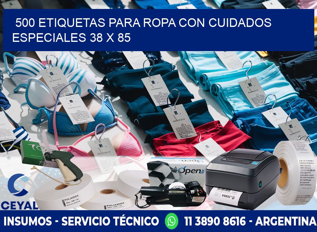 500 ETIQUETAS PARA ROPA CON CUIDADOS ESPECIALES 38 x 85
