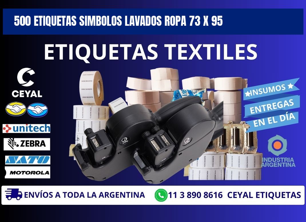 500 ETIQUETAS SIMBOLOS LAVADOS ROPA 73 x 95