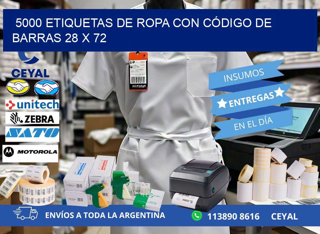 5000 ETIQUETAS DE ROPA CON CÓDIGO DE BARRAS 28 x 72