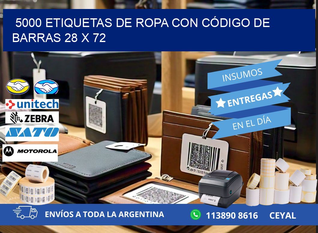 5000 ETIQUETAS DE ROPA CON CÓDIGO DE BARRAS 28 x 72