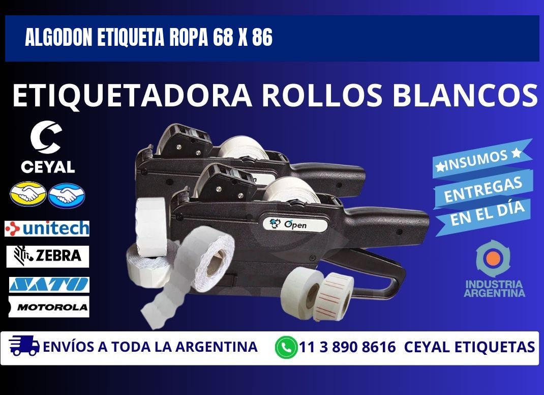 ALGODON ETIQUETA ROPA 68 x 86