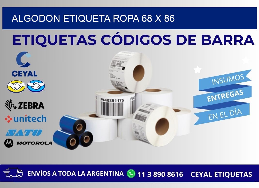 ALGODON ETIQUETA ROPA 68 x 86