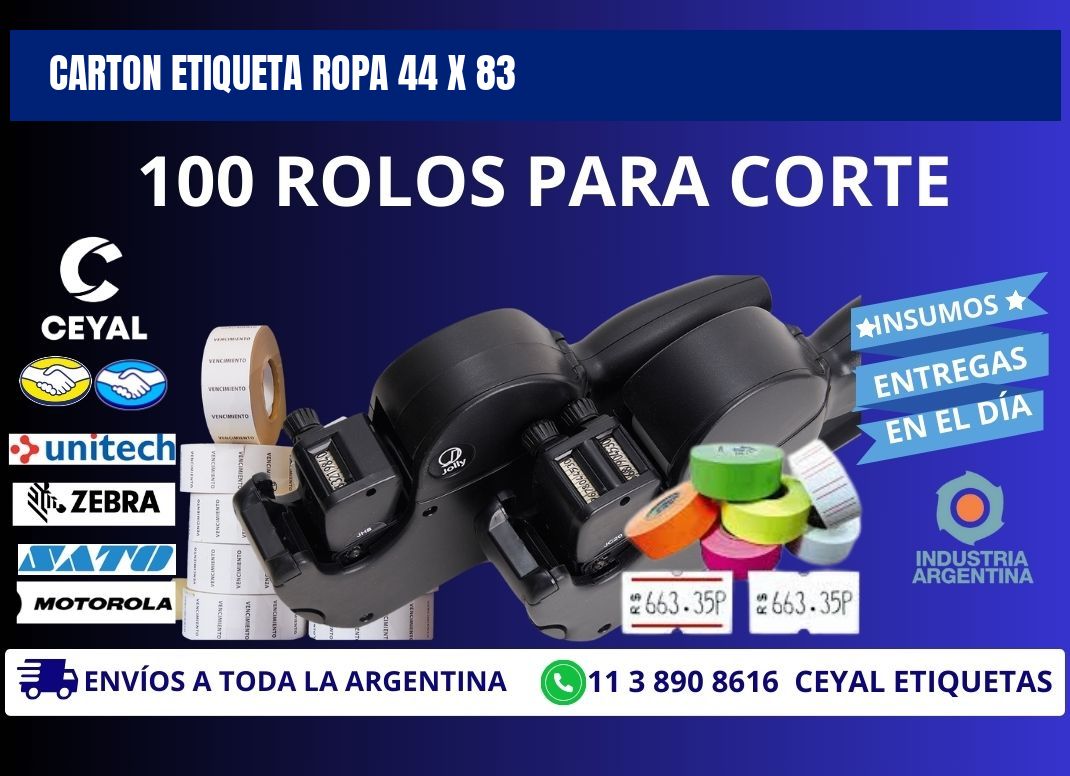 CARTON ETIQUETA ROPA 44 x 83