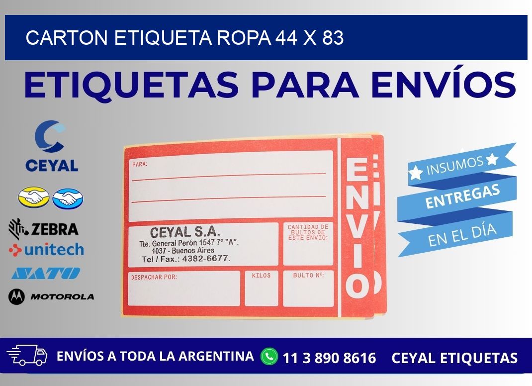 CARTON ETIQUETA ROPA 44 x 83