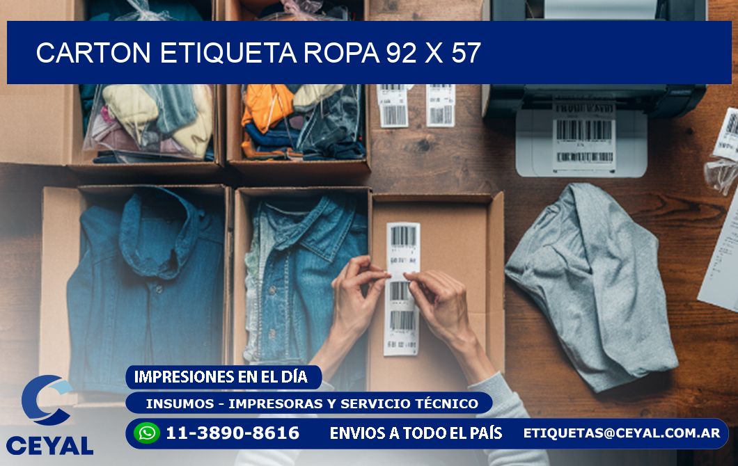 CARTON ETIQUETA ROPA 92 x 57