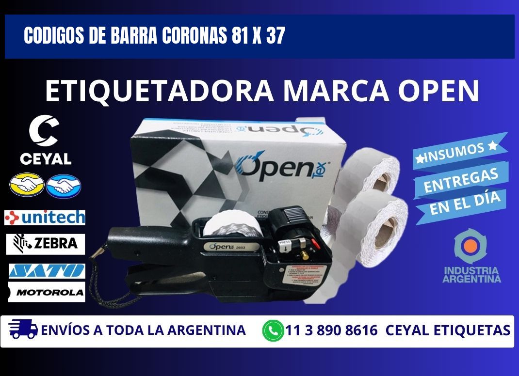 CODIGOS DE BARRA CORONAS 81 x 37