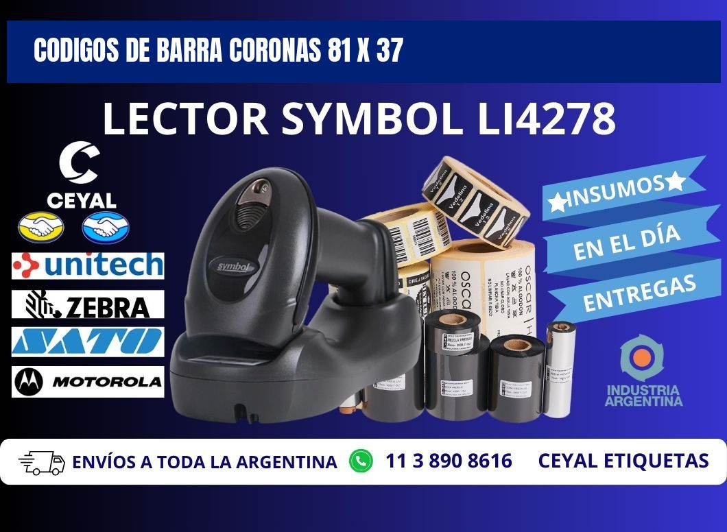 CODIGOS DE BARRA CORONAS 81 x 37