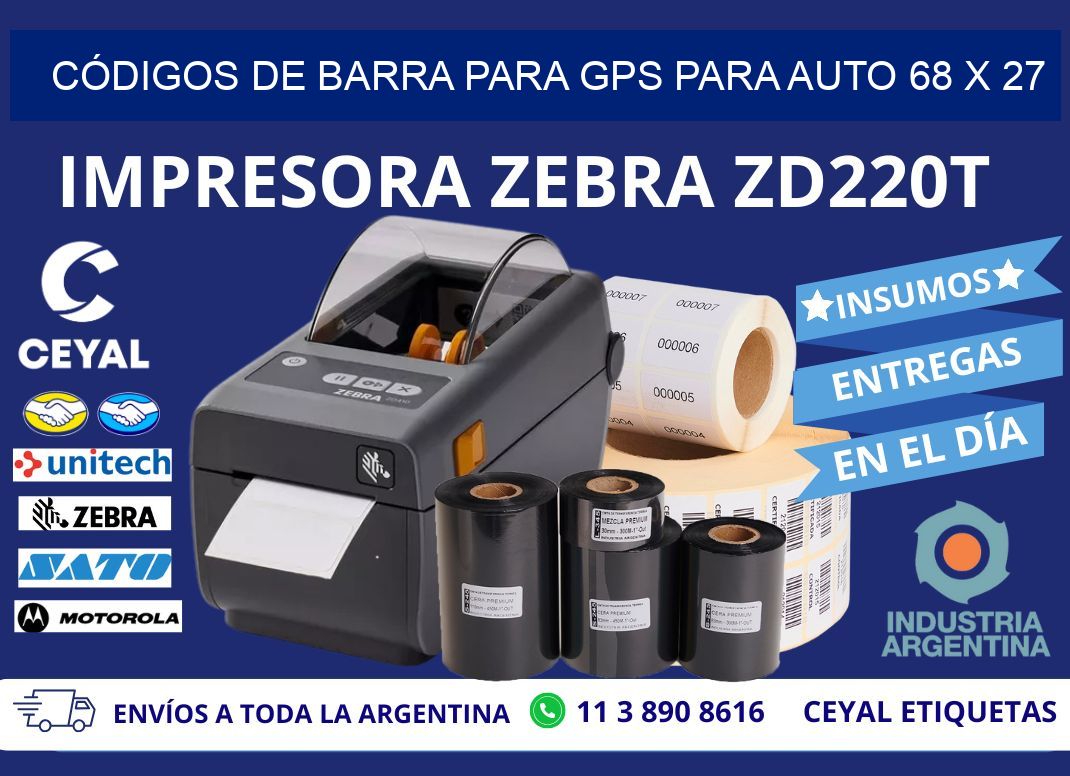 CÓDIGOS DE BARRA PARA GPS PARA AUTO 68 x 27