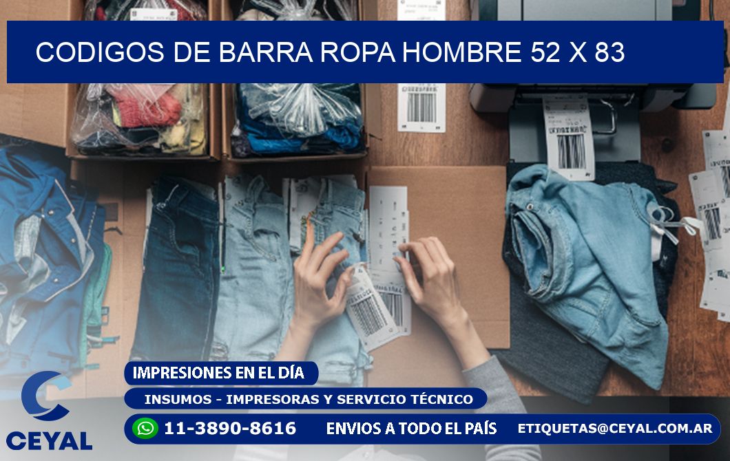CODIGOS DE BARRA ROPA HOMBRE 52 x 83