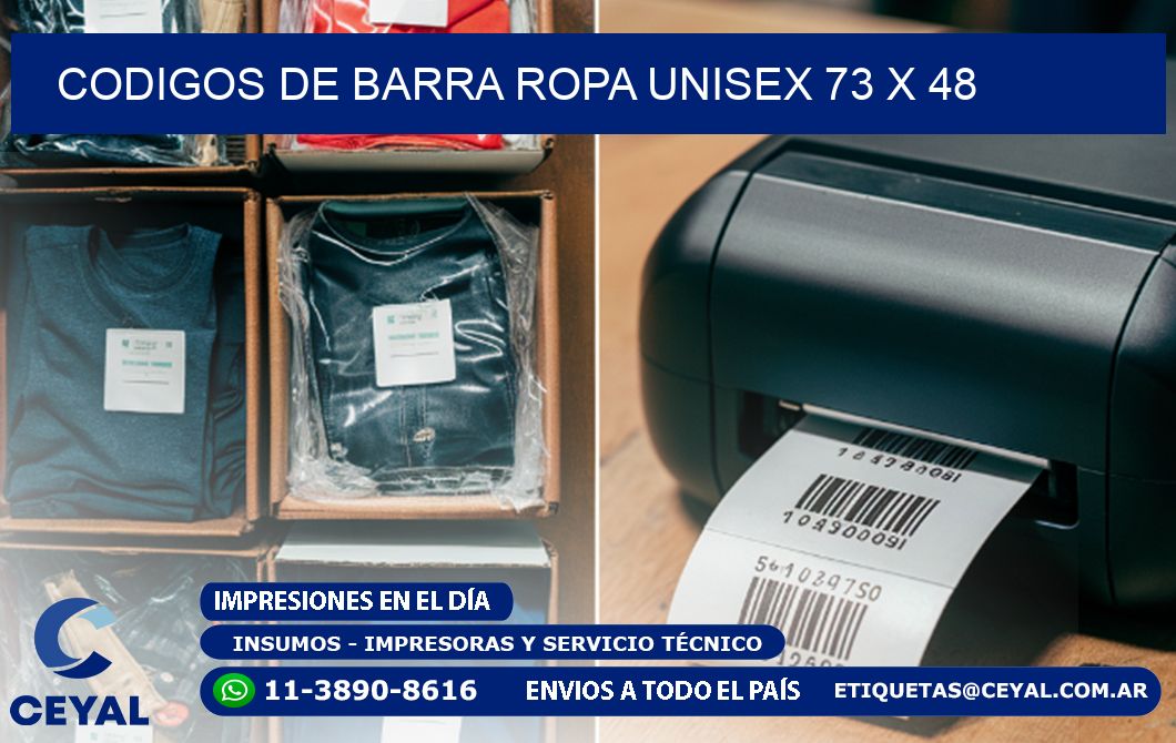 CODIGOS DE BARRA ROPA UNISEX 73 x 48