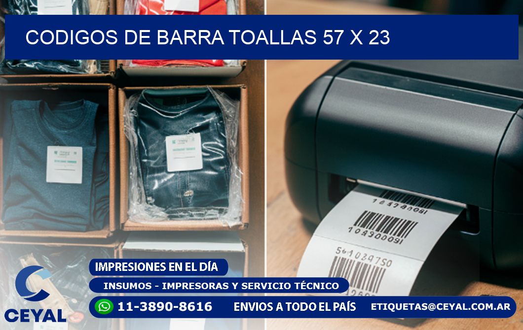 CODIGOS DE BARRA TOALLAS 57 x 23