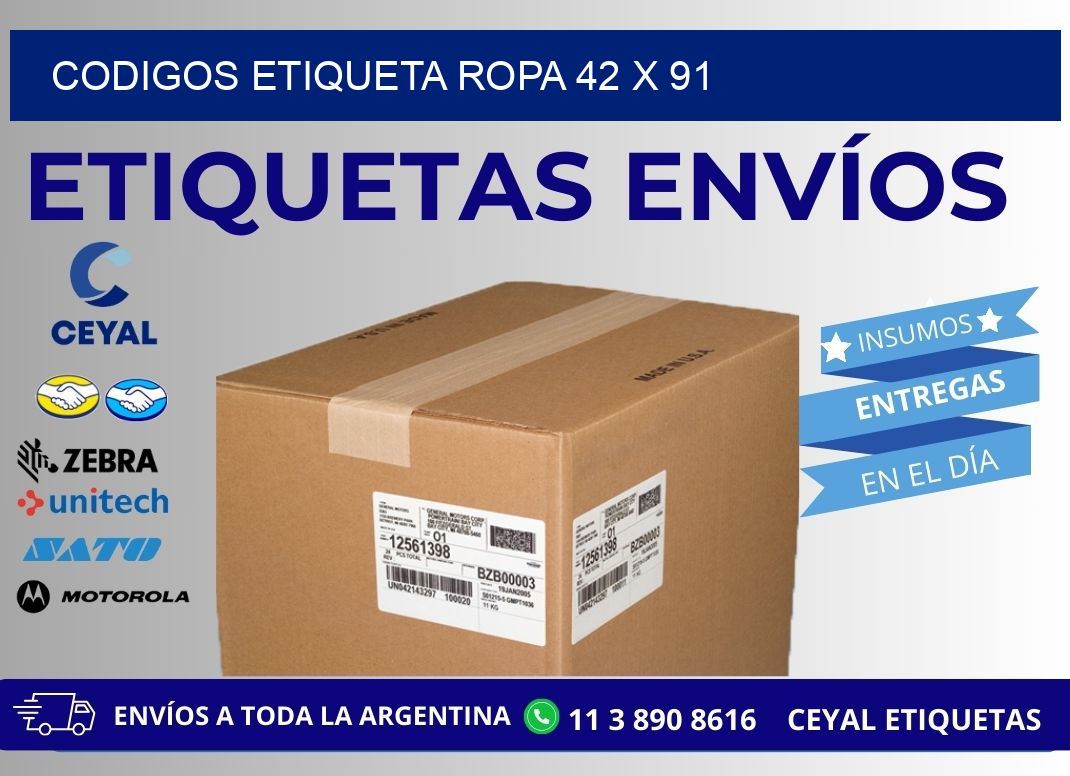 CODIGOS ETIQUETA ROPA 42 x 91