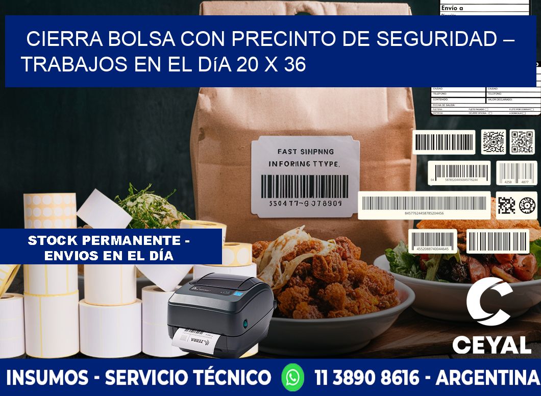 Cierra bolsa con precinto de seguridad – Trabajos en el día 20 x 36