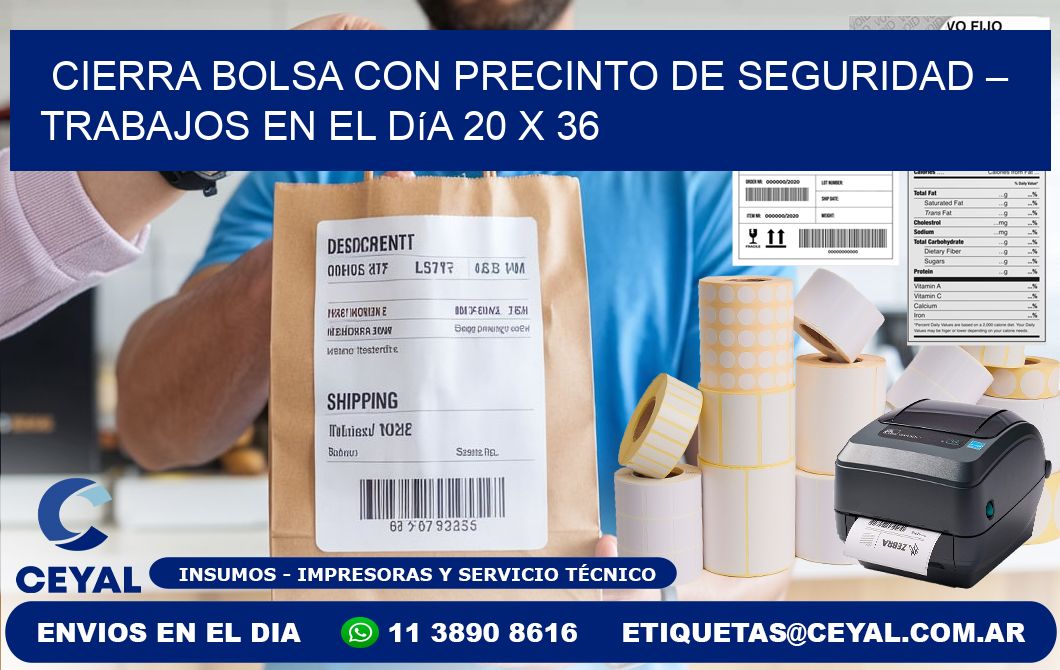 Cierra bolsa con precinto de seguridad – Trabajos en el día 20 x 36