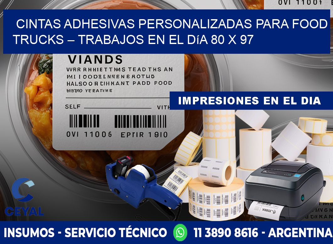 Cintas adhesivas personalizadas para food trucks – Trabajos en el día 80 x 97