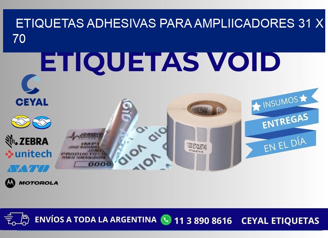 ETIQUETAS ADHESIVAS PARA AMPLIICADORES 31 x 70