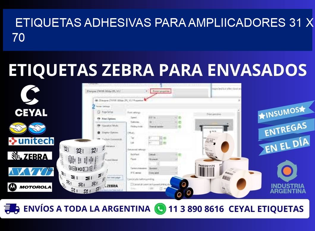 ETIQUETAS ADHESIVAS PARA AMPLIICADORES 31 x 70