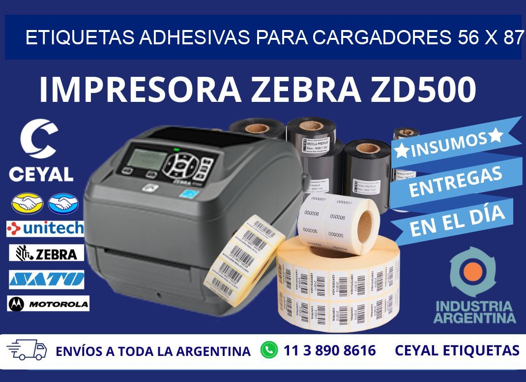 ETIQUETAS ADHESIVAS PARA CARGADORES 56 x 87