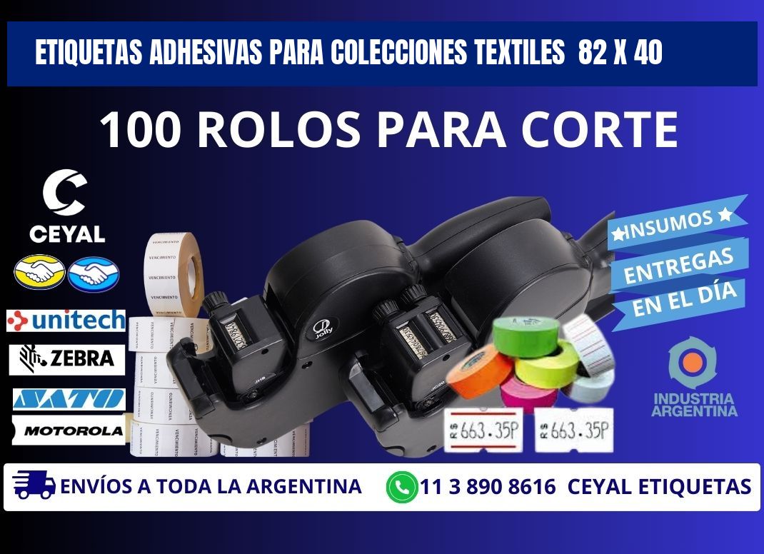 ETIQUETAS ADHESIVAS PARA COLECCIONES TEXTILES  82 x 40