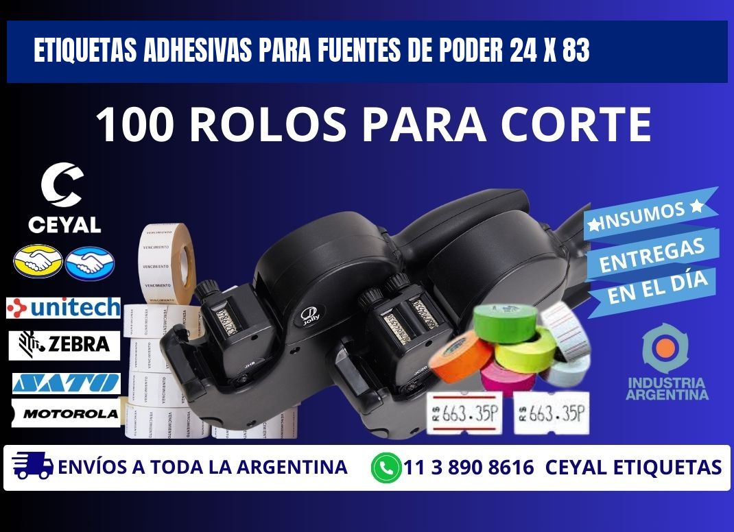 ETIQUETAS ADHESIVAS PARA FUENTES DE PODER 24 x 83