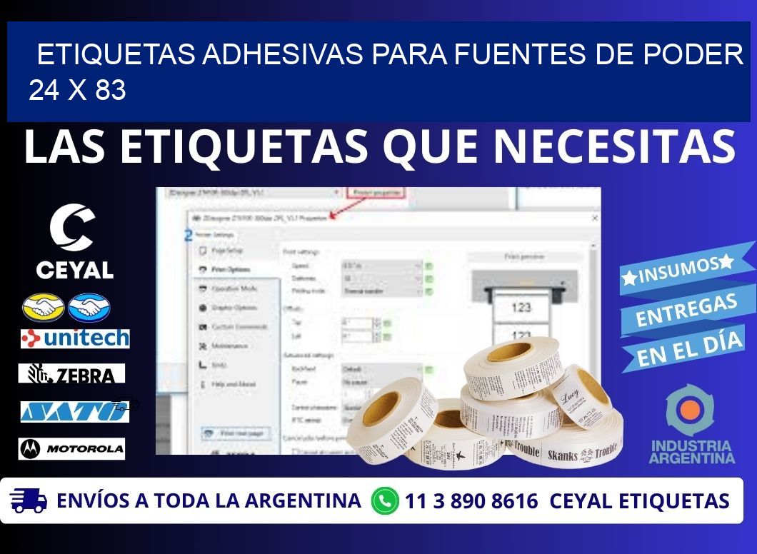 ETIQUETAS ADHESIVAS PARA FUENTES DE PODER 24 x 83