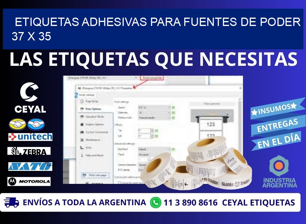 ETIQUETAS ADHESIVAS PARA FUENTES DE PODER 37 x 35