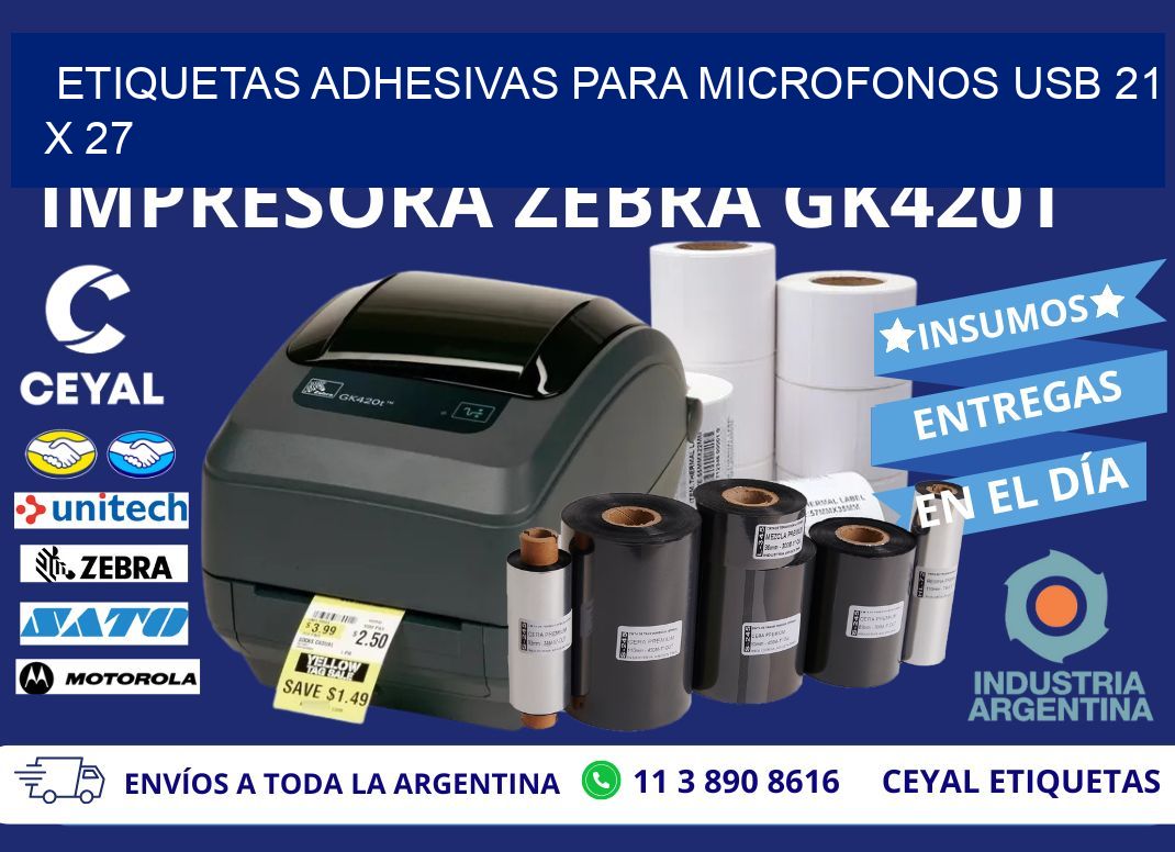 ETIQUETAS ADHESIVAS PARA MICROFONOS USB 21 x 27