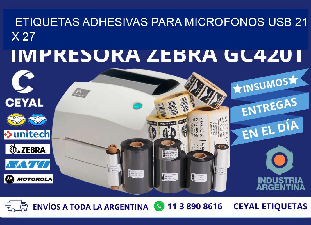 ETIQUETAS ADHESIVAS PARA MICROFONOS USB 21 x 27