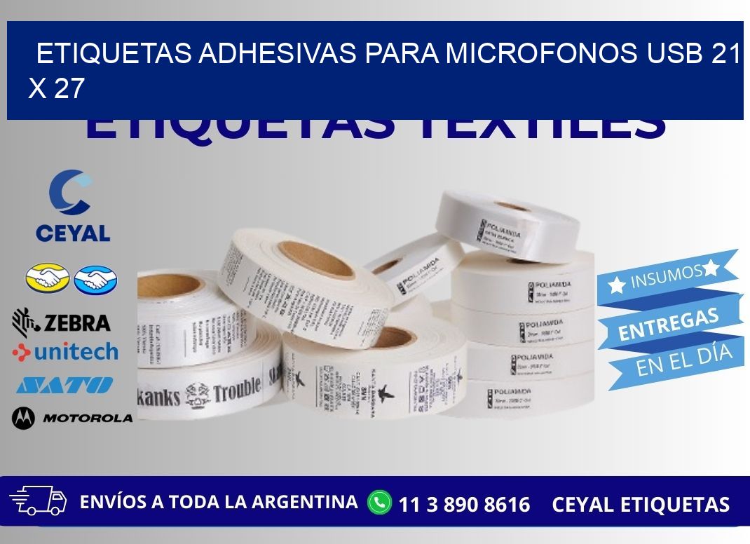 ETIQUETAS ADHESIVAS PARA MICROFONOS USB 21 x 27