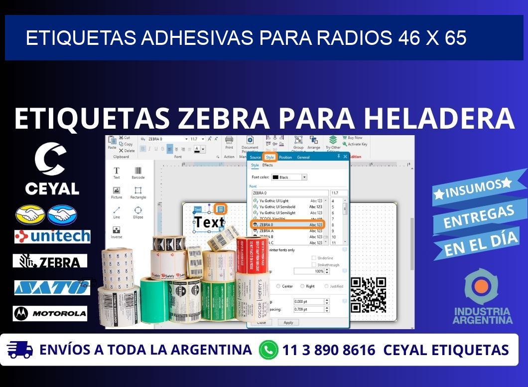 ETIQUETAS ADHESIVAS PARA RADIOS 46 x 65