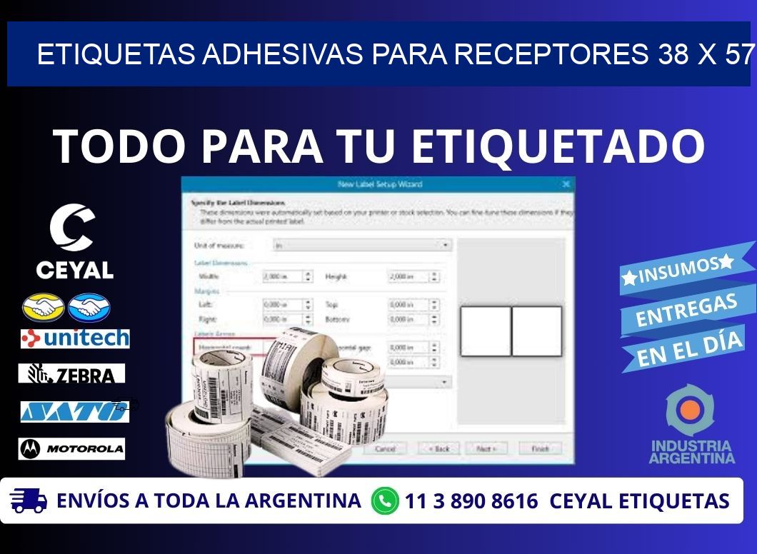 ETIQUETAS ADHESIVAS PARA RECEPTORES 38 x 57