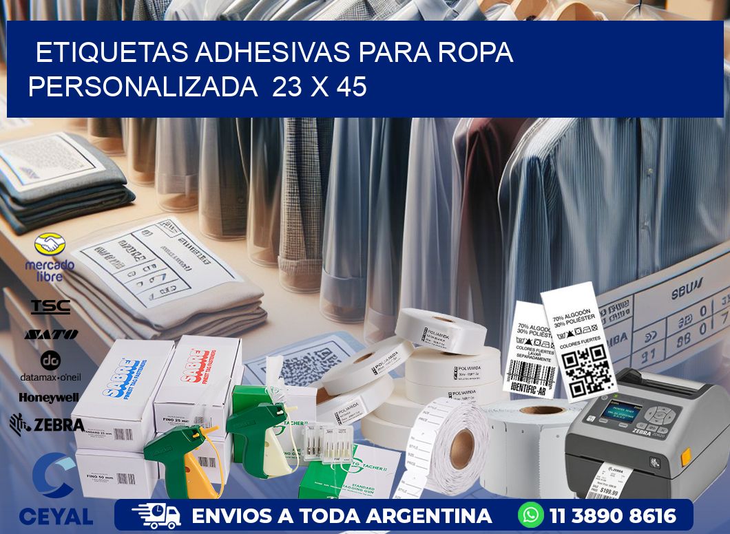 ETIQUETAS ADHESIVAS PARA ROPA PERSONALIZADA  23 x 45