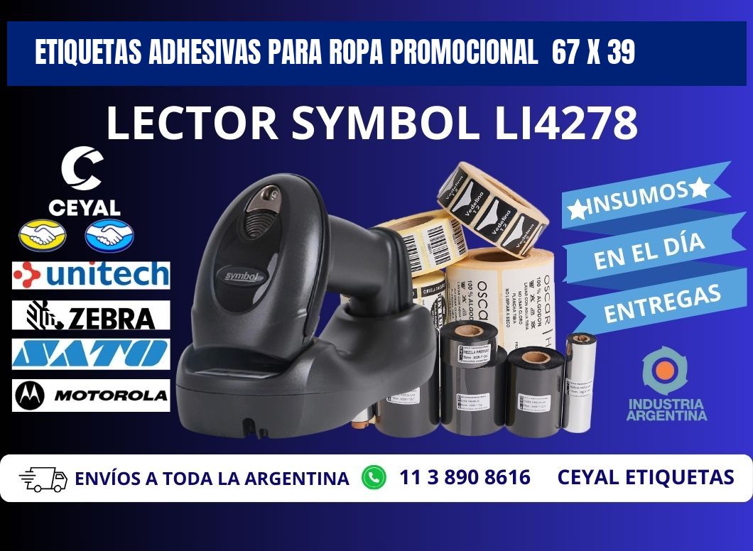 ETIQUETAS ADHESIVAS PARA ROPA PROMOCIONAL  67 x 39