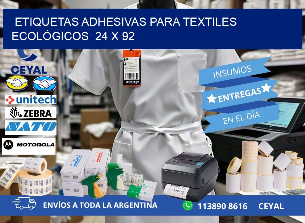 ETIQUETAS ADHESIVAS PARA TEXTILES ECOLÓGICOS  24 x 92