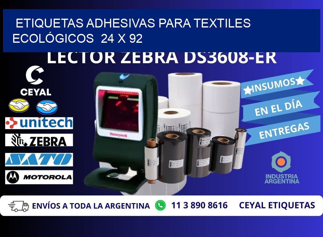 ETIQUETAS ADHESIVAS PARA TEXTILES ECOLÓGICOS  24 x 92