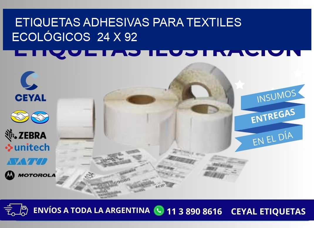 ETIQUETAS ADHESIVAS PARA TEXTILES ECOLÓGICOS  24 x 92